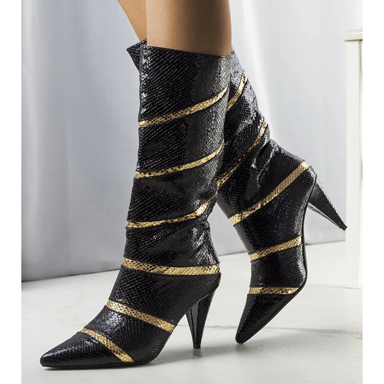 Svarta och guld Nevzo isolerade stövlar 1