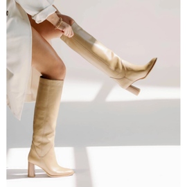 Marco Shoes Högklackade stövlar beige 2