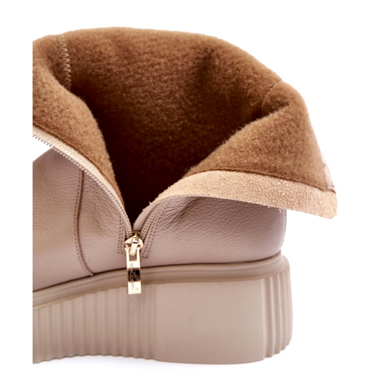 Platformstövlar i läder för kvinnor Beige Lemar Jenefer 1