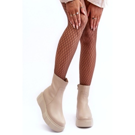 Platformstövlar i läder för kvinnor Beige Lemar Jenefer 2