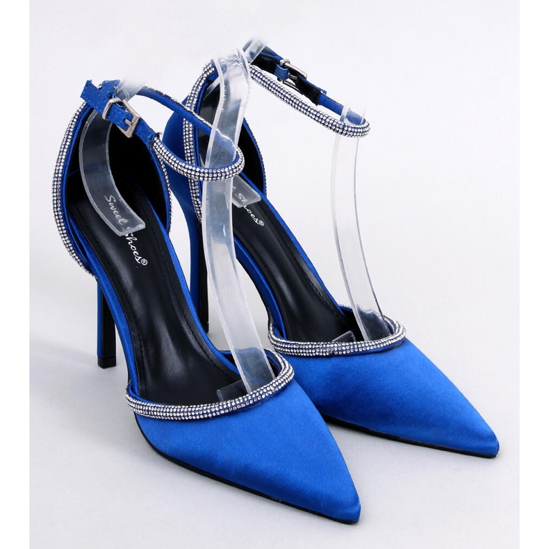 Högklackade pumps med cubic zirconia Conway Blue blå 1