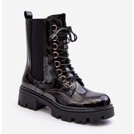 Svarta Charmea patentarbetarstövlar för kvinnor 1