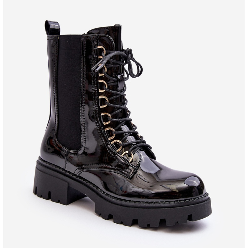 Svarta Charmea patentarbetarstövlar för kvinnor 1