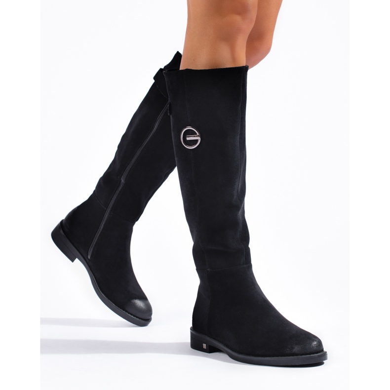 W. Potocki Damkängor i mocka med platt klack från Potocki svart 1