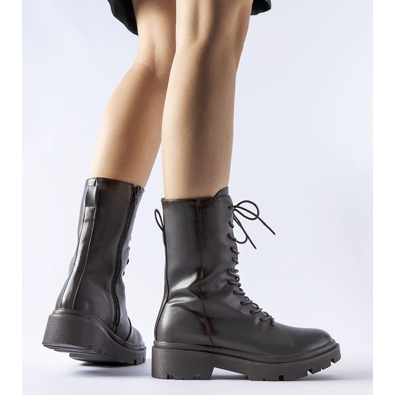 Grå Michel arbetsstövlar med snörning 1