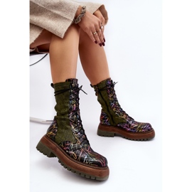 Arbetarstövlar i läder för kvinnor Maciejka 06203-09 Flerfärgad svart 2