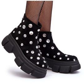 S.Barski Mockaisolerade stövlar med kristaller D&amp;A MR870-83 Svart 4