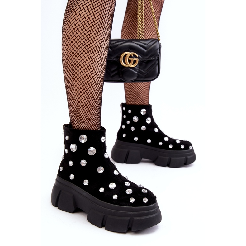 S.Barski Mockaisolerade stövlar med kristaller D&amp;A MR870-83 Svart 2