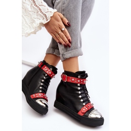 Isolerade kilstövlar med strass, eko-läder Lu Boo, svart 1