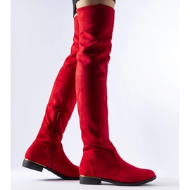 Långa röda varma Elwira-stövlar i ekomocka 1