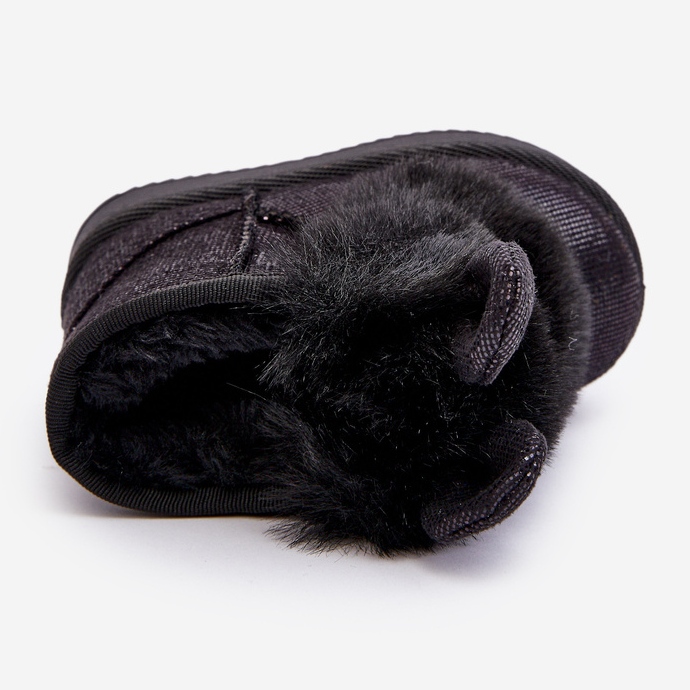 Barnens svarta snöskor med päls med skav 1