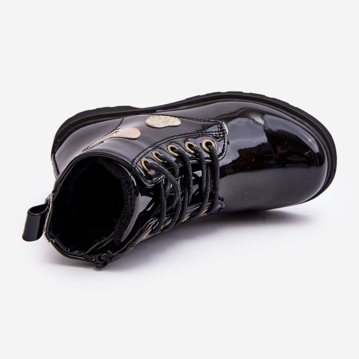 Barnkängor i lack med dekorationer, Svart Adete 1