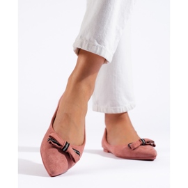 Ballerinor i mocka med en Shelovet-rosett rosa 1