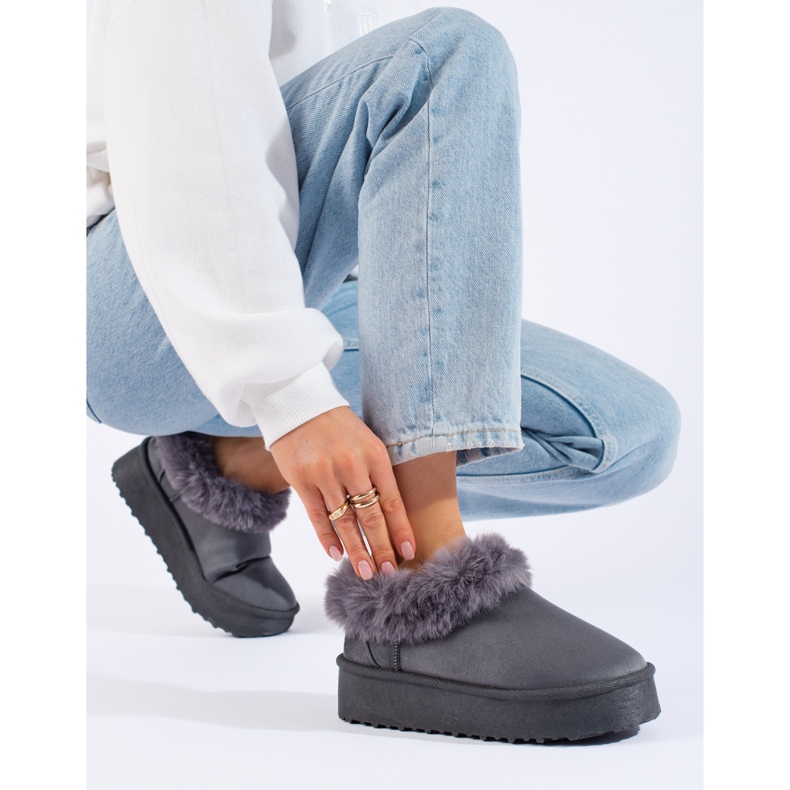 Shelovet låga grå snöstövlar för kvinnor 1