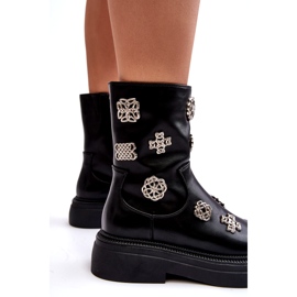 S.Barski Läderisolerade ankelstövlar med dekorationer D&amp;A MR870-14A Svart 4