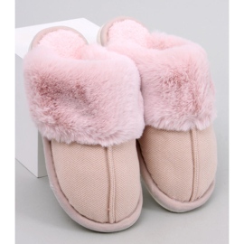 Allens Powder Pink fiskbenstofflor med päls rosa 1