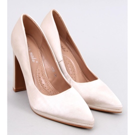 Satinpumps med breda klackar Olivv Beige 1