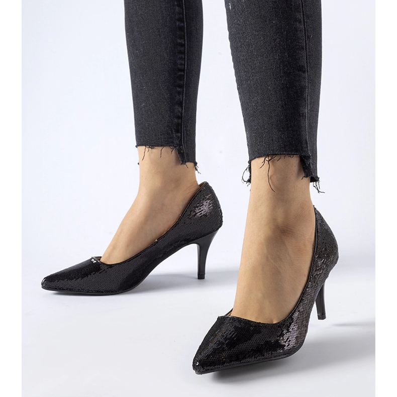 Svarta paljetter Ernesto högklackade pumps 1