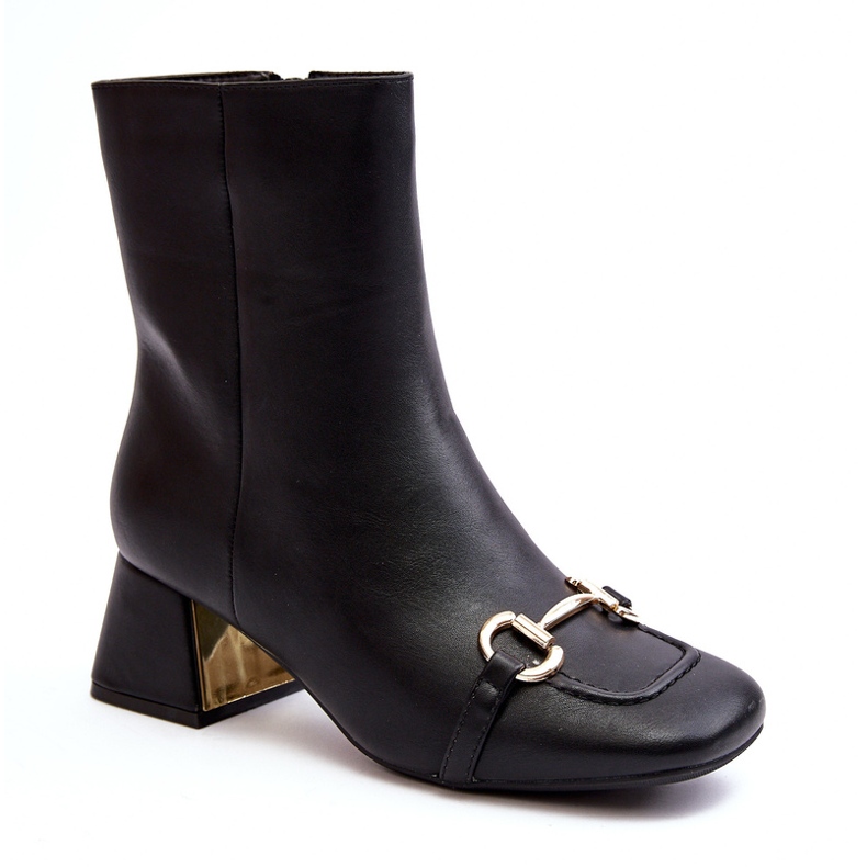 Svarta Adinah högklackade ankelstövlar med dekoration 2