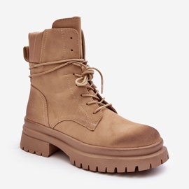 Trapper ankelboots för kvinnor på en tjock sula, Beige Narelona 2