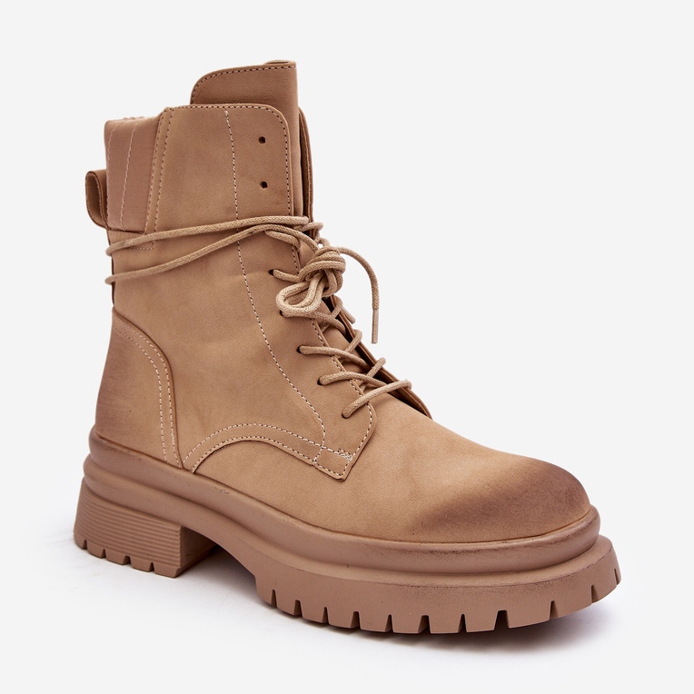 Trapper ankelboots för kvinnor på en tjock sula, Beige Narelona 2