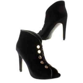 Sammets pumps med öppen tå 1129 Svart 2