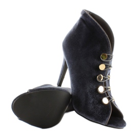 Sammetspumpar med öppen tå 1129 D. Grå 2