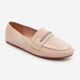 Beige Ladit Loafers i eko-mocka för kvinnor 2