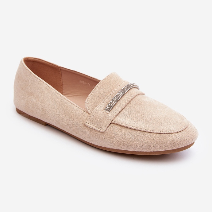 Beige Ladit Loafers i eko-mocka för kvinnor 2