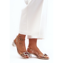 Lågklackade sandaler, guld S.Barski MR1037-12 gyllene 1