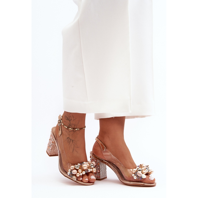 Transparent Snygga högklackade sandaler Rose Gold S.Barski MR1037-17 rosa 1