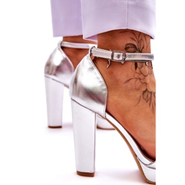 Silver metallic sandaler med hög klack 1