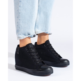 Svarta sneakers för kvinnor med en dold Big Star wedge LL274034 1