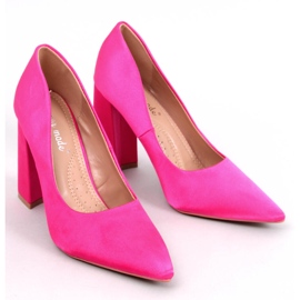 Astia Fuchsia högklackade pumps i satin rosa 1