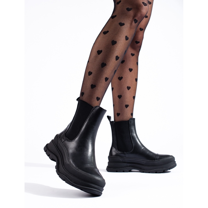 Klassiska Shelovet Chelsea-stövlar för kvinnor svart 1