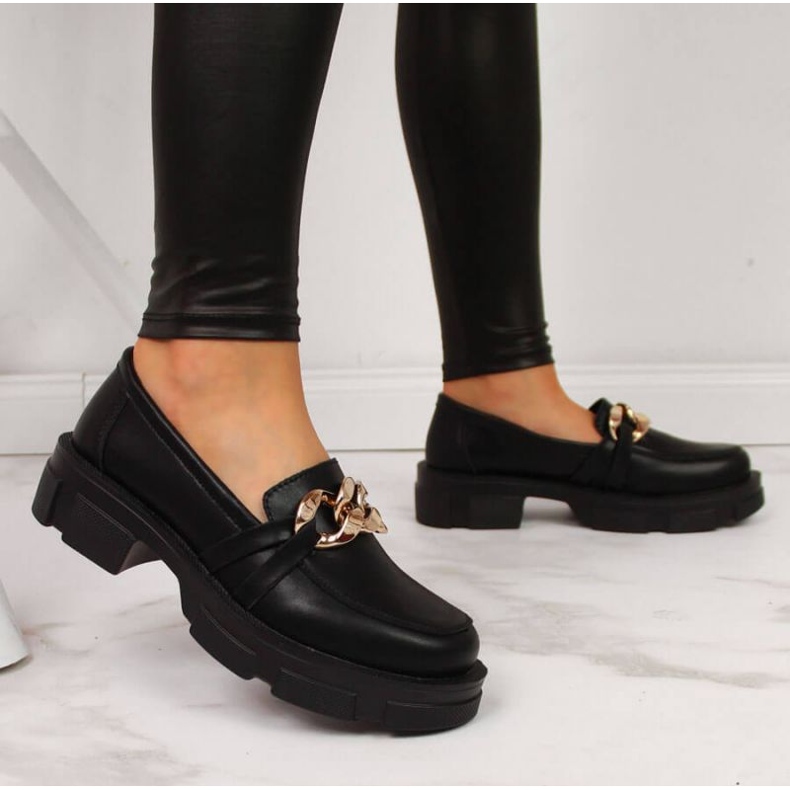 Läderskor med kedja Filippo W PAW252, svarta 2