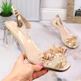 D&amp;A W OLI191B genomskinliga högklackade sandaler, guld gyllene 1