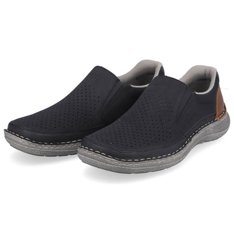 Bekväma Rieker M RKR579 genombrutna skor, marinblå 2