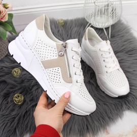 Rieker W N6304-80 kilskor i vitt läder 1