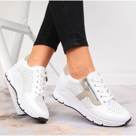 Rieker W N6304-80 kilskor i vitt läder 2