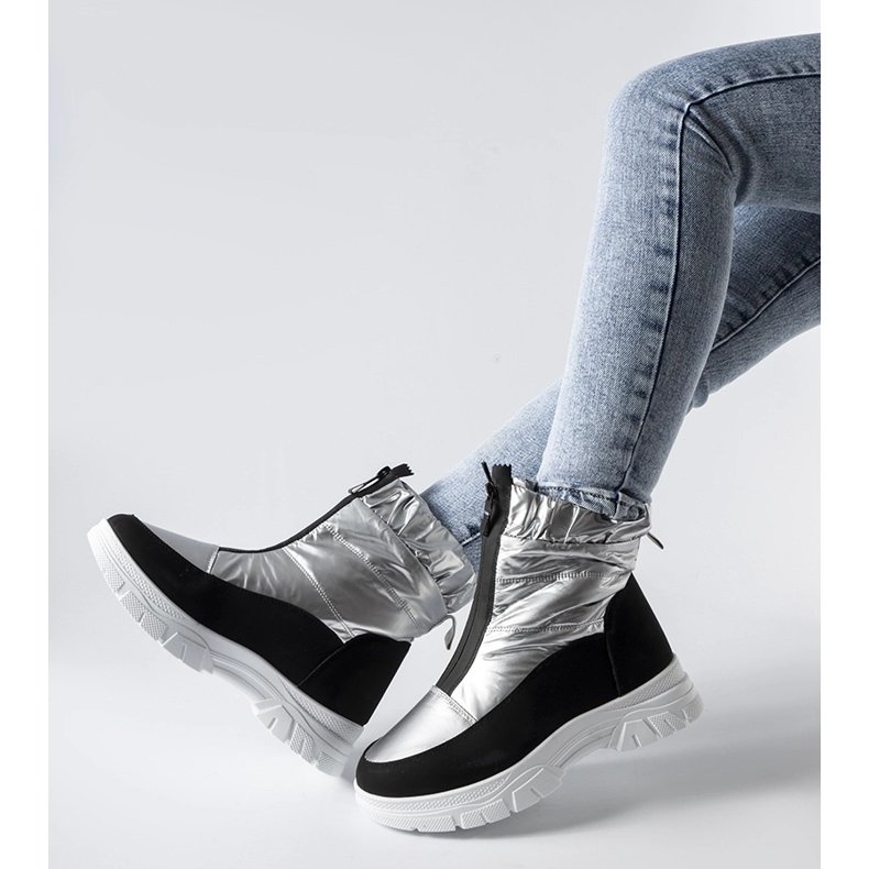 Silver och svart isolerade Controni snöstövlar silver- 1