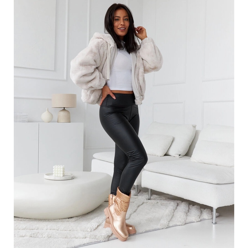 Metalliskt isolerade ankelboots med Malvaro-quiltning beige 1