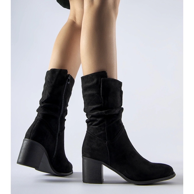 Filomena svarta isolerade cowboystövlar med hög klack 1