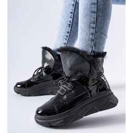 Svart isolerad patent Stringer snöstövlar 1