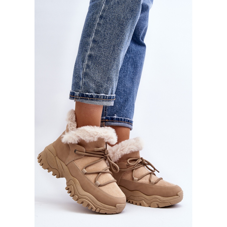 Trapperboots för kvinnor med päls, Beige Cresandi 2