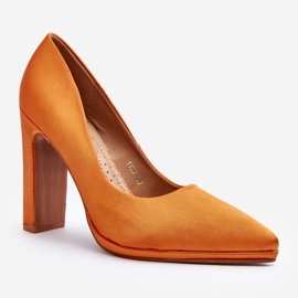 Orange Piatti pumps med hög klack 1