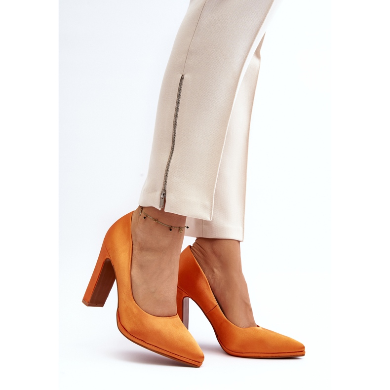 Orange Piatti pumps med hög klack 2