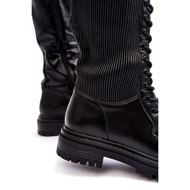 Super Mode Lace-up Boots Over The Knee Boots Svart Idandrou 4