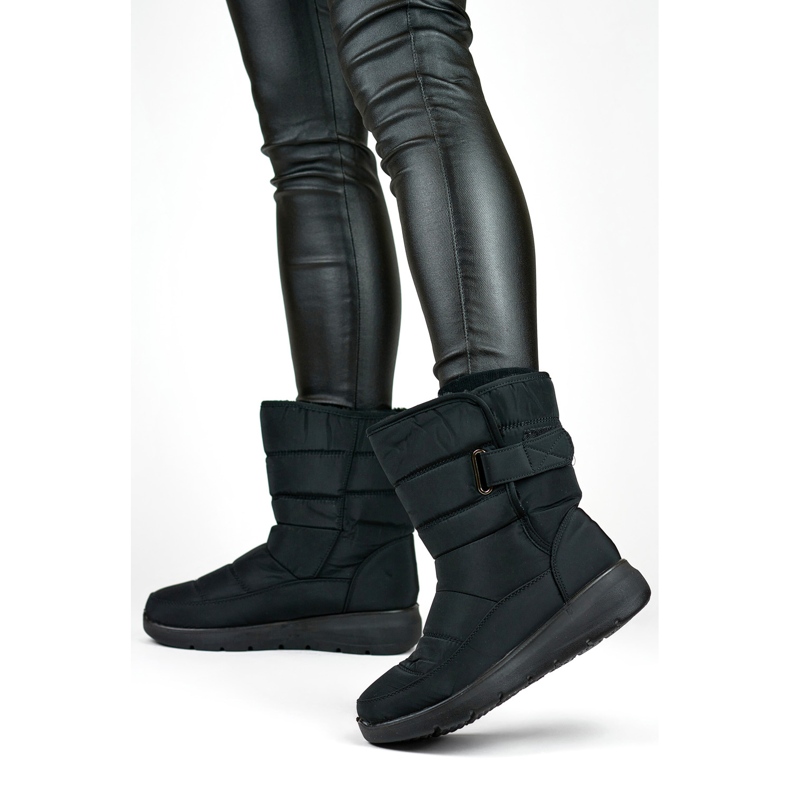 Bekväma snökängor, vinterkängor, quiltade stövlar, isolerade med kardborre svart 2