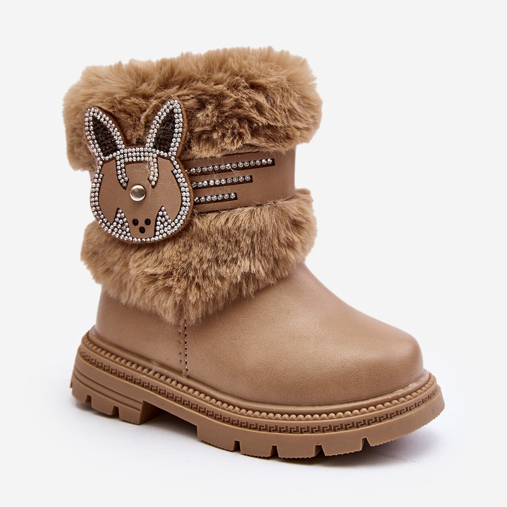 Beige Lunami barnsnöskor med päls 1